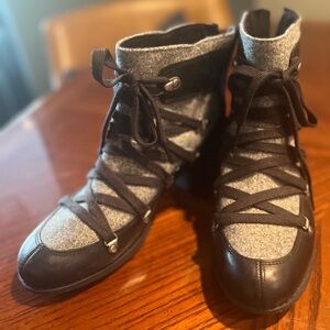 Gray and Black Lace-Up Boots